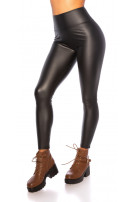 Sexy wetlook thermo leggings zwart